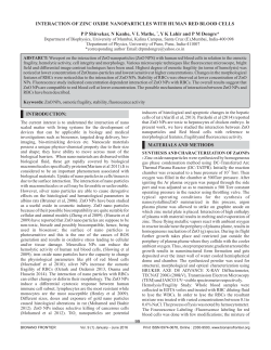 Interaction of Zinc Oxide Nanoparticles with Human Red Blood Cells