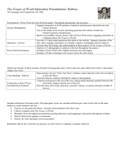 The Grapes of Wrath Intercalary Presentations: Rubrics
