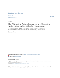 The Affirmative Action Requirement of Executive Order 11246 and