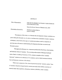 THE DEVELOPMENT OF PIANO VARIATIONS IN THE ROMANTIC