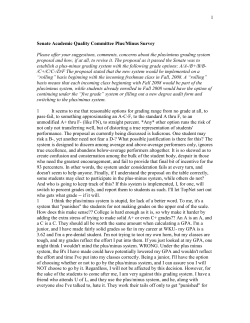 Senate Academic Quality Committee Plus/Minus Survey