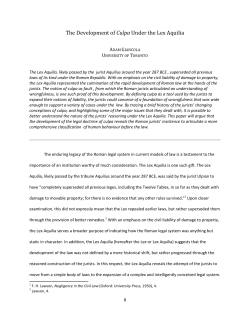 The Development of Culpa Under the Lex Aquilia