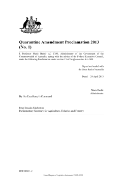 Quarantine Amendment Proclamation 2013 (No. 1)