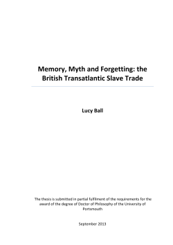 Memory, Myth and Forgetting: the British Transatlantic Slave Trade