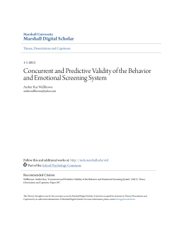 Concurrent and Predictive Validity of the Behavior and Emotional