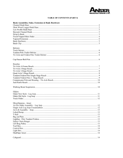 TABLE OF CONTENTS (PART I) Bunk Assemblies, Stake, Extension
