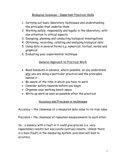 Biological Sciences &ndash; Important Practical Skills