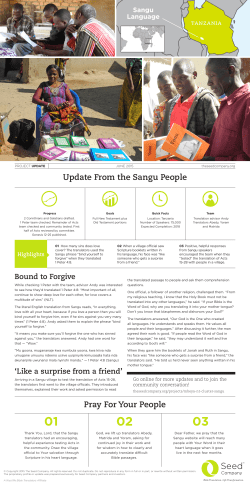 Mbeya NT Cluster - Sangu Jun 2015 Update