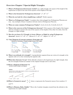 Overview Chapter 7 Special Right Triangles