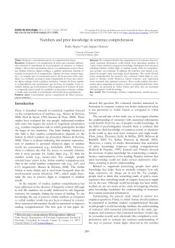 N&uacute;meros y conocimiento previo en comprensi&oacute;n de frases