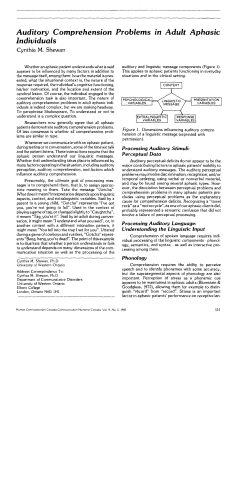 Auditory Comprehension Problems in Adult Aphasic Individuals