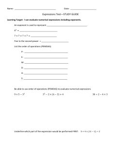 Expressions Test&mdash;STUDY GUIDE