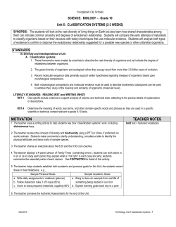 Unit 5: Classification Systems