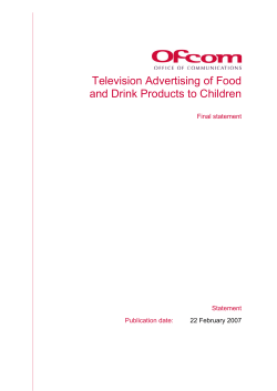 Television Advertising of Food and Drink Products to Children