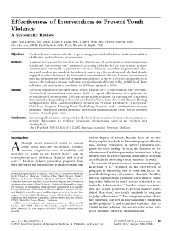 Effectiveness of Interventions to Prevent Youth Violence