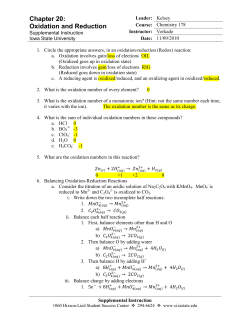 Chapter 20: Oxidation and Reduction