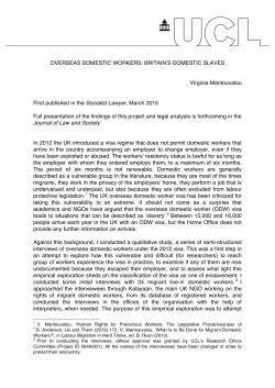 OVERSEAS DOMESTIC WORKERS: BRITAIN`S
