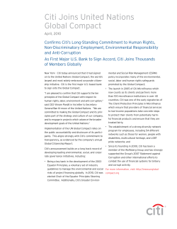 Citi Joins United Nations Global Compact