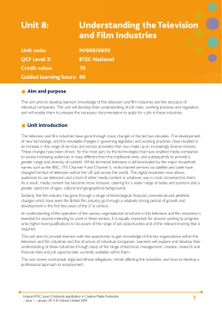 Unit 8: Understanding the Television and Film Industries