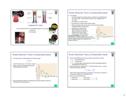 Kinetic Molecular Theory of Gases/Ideal Gases Kinetic Molecular