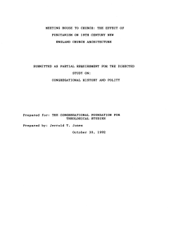 Meeting House to Church: The Effect of Puritanism on 19th Century