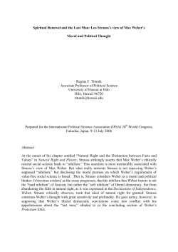Spiritual Renewal and the Last Man: Leo Strauss on Max Weber`s