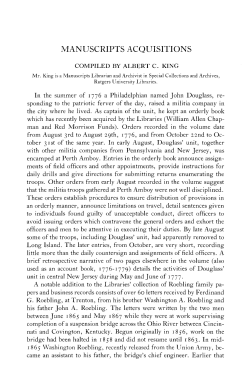 manuscripts acquisitions - The Journal of the Rutgers University