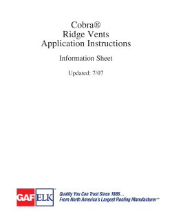 Cobra&reg; Ridge Vents&trade; - Detailed Application Instructions