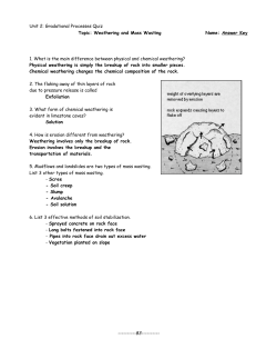 Unit 2: Gradational Processes Quiz 1. What is the