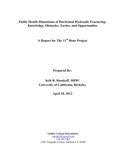 Public Health Dimensions of Horizontal Hydraulic Fracturing