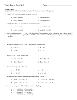 Fourth Quarter Exam Review Name