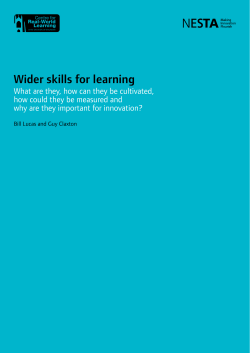 Wider skills for learning What are they, how can they be
