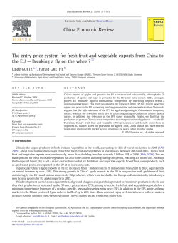 The entry price system for fresh fruit and vegetable exports from