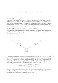 Exercises for T2, Summer term 2017, Sheet 2 1) De Broglie