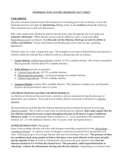 SWIMMING POOL WATER CHEMISTRY FACT SHEET