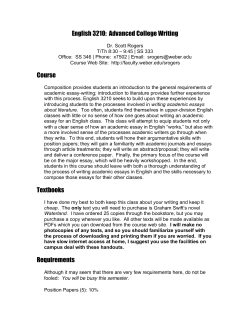 English 3210: Advanced College Writing Course Textbooks