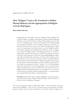 How &ldquo;Religion&rdquo; Came to Be Translated as Shukyo
