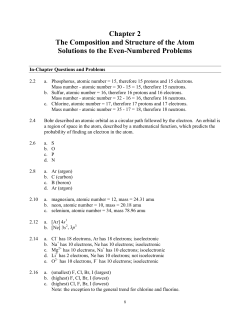 Chapter 2 The Composition and Structure of the Atom Solutions to