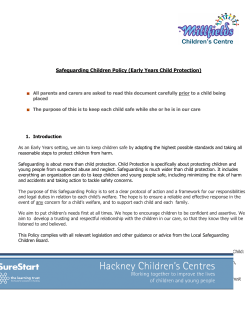Safeguarding Children Policy (Early Years Child Protection)