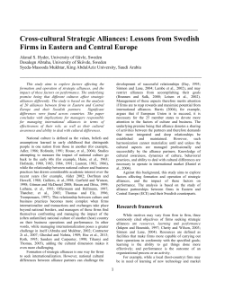 Cross-cultural Strategic Alliances: Lessons from Swedish
