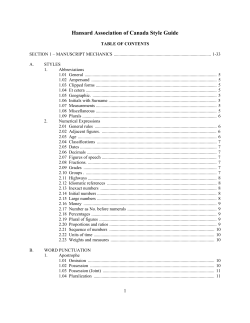 Hansard Association of Canada Style Guide