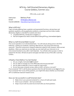 MTH 65&mdash;Self-Directed Elementary Algebra Course Syllabus