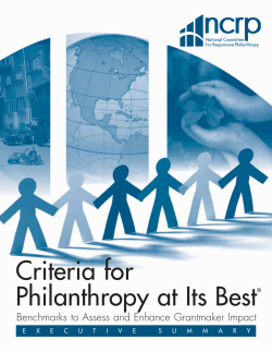 Criteria for Philanthropy at Its Best®