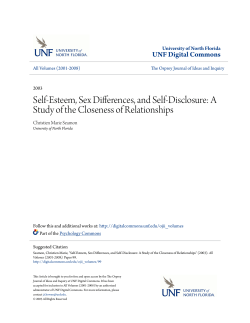 Self-Esteem, Sex Differences, and Self-Disclosure