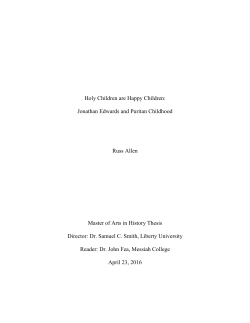 Holy Children are Happy Children: Jonathan Edwards and Puritan