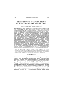 flight altitudes of coastal birds in relation to wind direction and speed