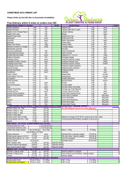 Christmas Foods Order Form - Green Pastures Garden Centre