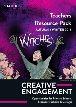 Teachers Resource Pack - West Yorkshire Playhouse
