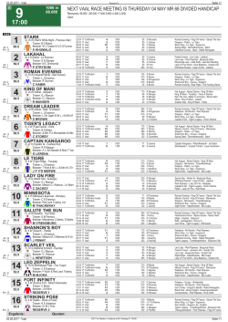 NEXT VAAL RACE MEETING IS THURSDAY 04 MAY MR 68