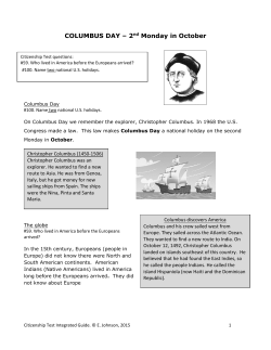 COLUMBUS DAY &ndash; 2nd Monday in October